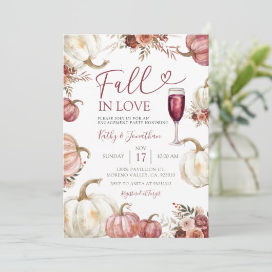 秋インラブアイボリーパンプキンフローラ婚約パーティ 招待状 (スタンド正面)