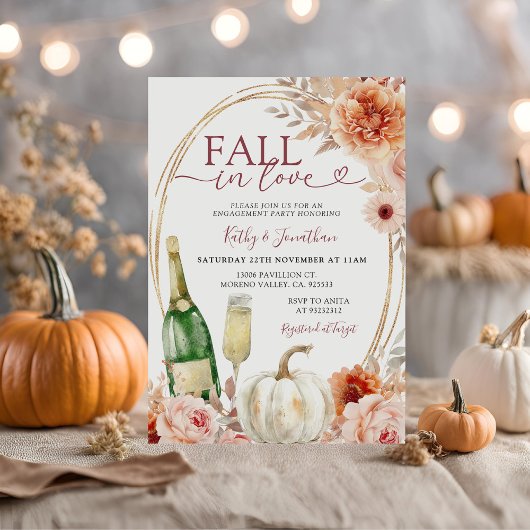 秋インラブアイボリーフローラパンプキン婚約 招待状