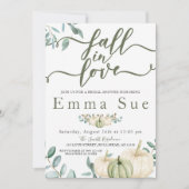 秋インラブウォーターカラーパンプキンスブライダルシャワー 招待状 (正面)