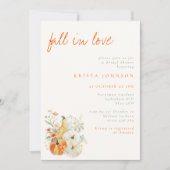 秋インラブウォーターカラーパンプキンスブライダルシャワー 招待状 (正面)