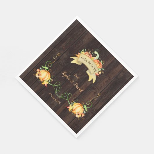 秋インラブウォーターカラーパンプキン結婚ズバーン スタンダードランチョンナプキン (角)