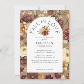 秋インラブウォーターカラーフローラブライダルシャワー 招待状 (正面)