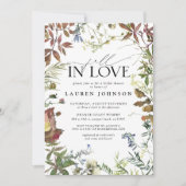 秋インラブウォーターカラーワイルドフラワーブライダルシャワー 招待状 (正面)