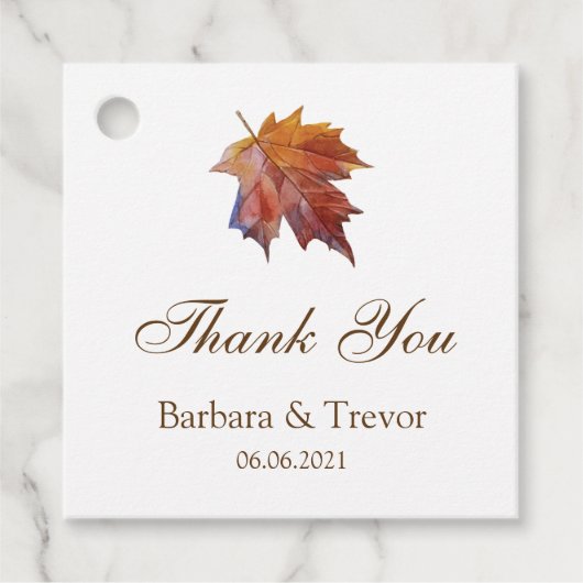 秋インラブウォーターカラー結婚リーフありがとう フェイバータグ (正面)