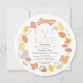 秋インラブウッドランド動物リースベビーシャワー 招待状 (正面)