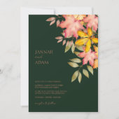 秋インラブエメラルドグリーン紅葉結婚ズ 招待状 (正面)