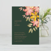 秋インラブエメラルドグリーン紅葉結婚ズ 招待状 (スタンド正面)