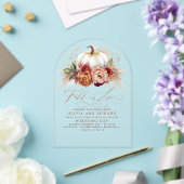 秋インラブエレガントなウェディングラストフラワーカボチャ アクリル招待状 (インサイチュ (ウェディング))