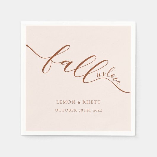 秋インラブエレガントテラコッタ結婚ズ スタンダードカクテルナプキン (正面)