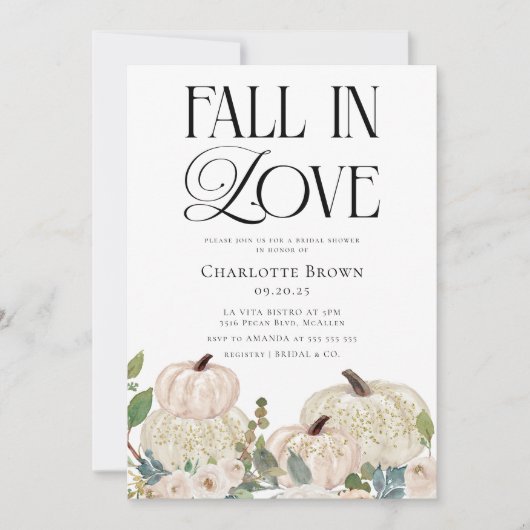 秋インラブエレガントフローラブライダルシャワー 招待状 (正面)