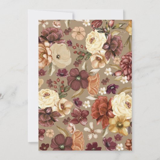 秋インラブエレガントフローラモダンブライダルシャワー 招待状 (裏面)