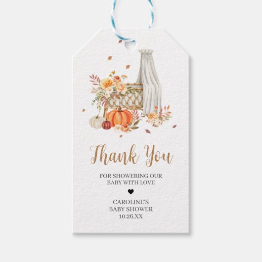 秋インラブオレンジカボチャメッセージカード ギフトタグ (正面)