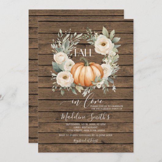 秋インラブオータムオレンジフローラ婚約パーティ 招待状 (正面/裏面)