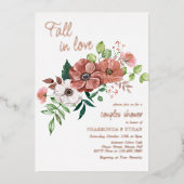 秋インラブオータムカップルシャワーバラ金ゴールド 箔招待状 (正面)
