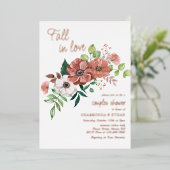 秋インラブオータムカップルシャワーバラ金ゴールド 箔招待状 (立ち正面)