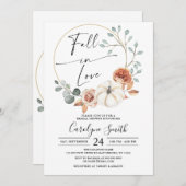 秋インラブオータムカボチャフローラブライダルシャワー 招待状 (正面/裏面)