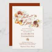 秋インラブオータムカボチャ金ゴールドブライダルシャワー 招待状 (正面/裏面)