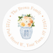 秋インラブオータムフラワーズブルー差出人住所 ラウンドシール (正面)