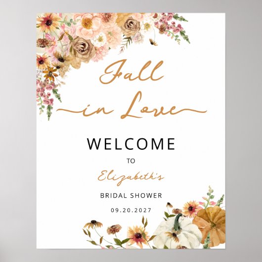 秋インラブオータムフローラブライダルシャワー歓迎 ポスター (正面)