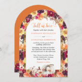 秋インラブオータムフローラ金ゴールドアー結婚チ 招待状 (正面/裏面)