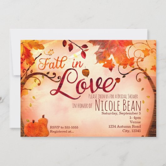 秋インラブオータムブライダルシャワー招待状 招待状 (正面)