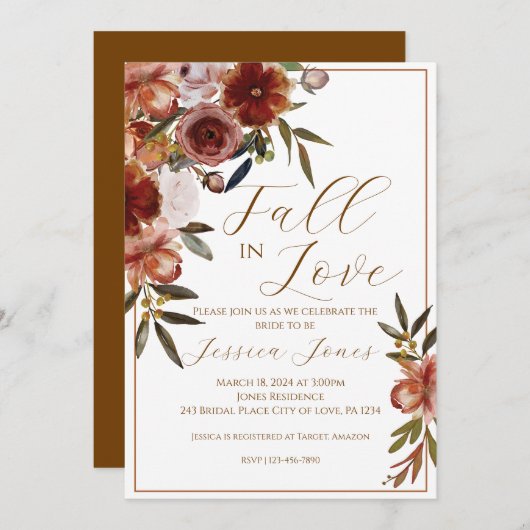 秋インラブオータムブライダルシャワー招待 招待状 (正面/裏面)