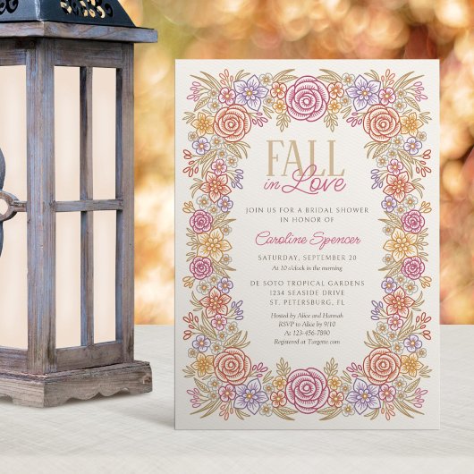 秋インラブオータムワイルドフラワーズブライダルシャワー 招待状