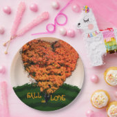 秋インラブオータム結婚ズ素朴デザイン ペーパープレート (パーティー)