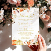 秋インラブオータム金ゴールドシックフローラブライダルシャワー 招待状