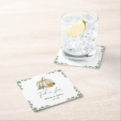 秋インラブカボキングリーナリーセージグリーン結婚ズ スクエアペーパーコースター (インサイチュ)