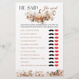 秋インラブカボキンワイルドフラワーブライダルシャワーゲーム