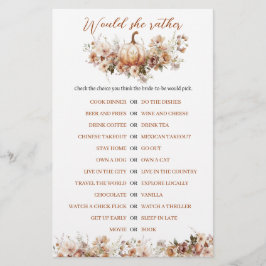 秋インラブカボキンワイルドフラワーブライダルシャワーゲーム