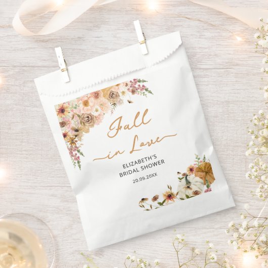 秋インラブカボチャとフローラブライダルシャワー フェイバーバッグ (クリップ留めされた状態)