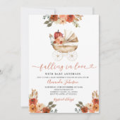 秋インラブカボチャのベビーカーフローラベビーシャワー 招待状 (正面)