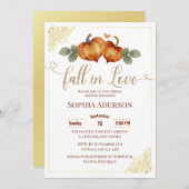 秋インラブカボチャハートブライダルシャワー 招待状 (正面/裏面)