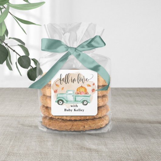 秋インラブカボチャファームトラックベビーシャワー スクエアシール