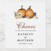 秋インラブカボチャ植物秋秋の結婚式 ワインラベル (シングルラベル)