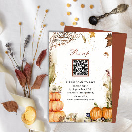 秋インラブカボチャ秋結婚のQRコードRSVP エンクロージャーカード