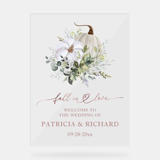 秋インラブカボチャ結婚のウェルカムサイン アクリルサイン (正面)