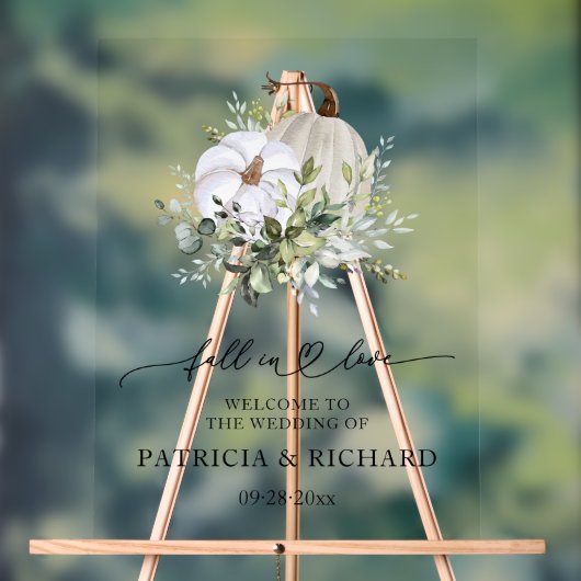 秋インラブカボチャ結婚のウェルカムサイン アクリルサイン (ニュートラル)