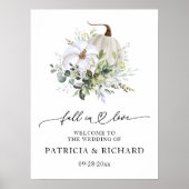 秋インラブカボチャ結婚のウェルカムサイン ポスター (正面)