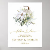 秋インラブカボチャ結婚のウェルカムサイン ポスター (正面)