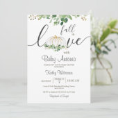 秋インラブカボチャ緑フローラベビーシャワー 招待状 (スタンド正面)