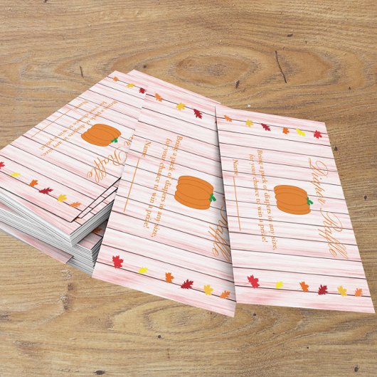 秋インラブカボチャ赤ちゃんシャワーおむつラッフル エンクロージャーカード