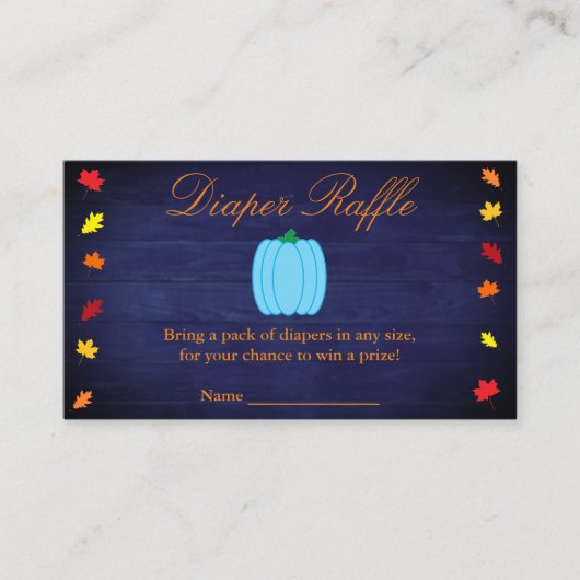 秋インラブカボチャ赤ちゃんシャワーおむつラッフル エンクロージャーカード (正面)