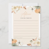 秋インラブカボチャ赤ちゃんシャワーアドバイスゲームカード 招待状 (正面)