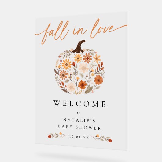 秋インラブカボチャ赤ちゃんシャワー歓迎サイン アクリルサイン (傾斜)