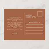 秋インラブカリグラフィテラコッタブライダルシャワー ポストカード (裏面)