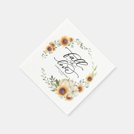 秋インラブグリーンリーひまわり結婚の花 スタンダードカクテルナプキン (角)