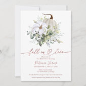 秋インラブグリーンリーカボチャ秋ブライダルシャワー 招待状 (正面)